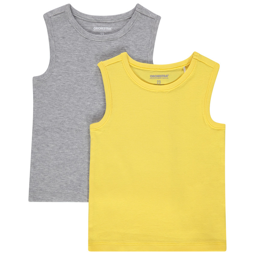 Lot de 2 débardeurs en coton unis pour bébé garçon