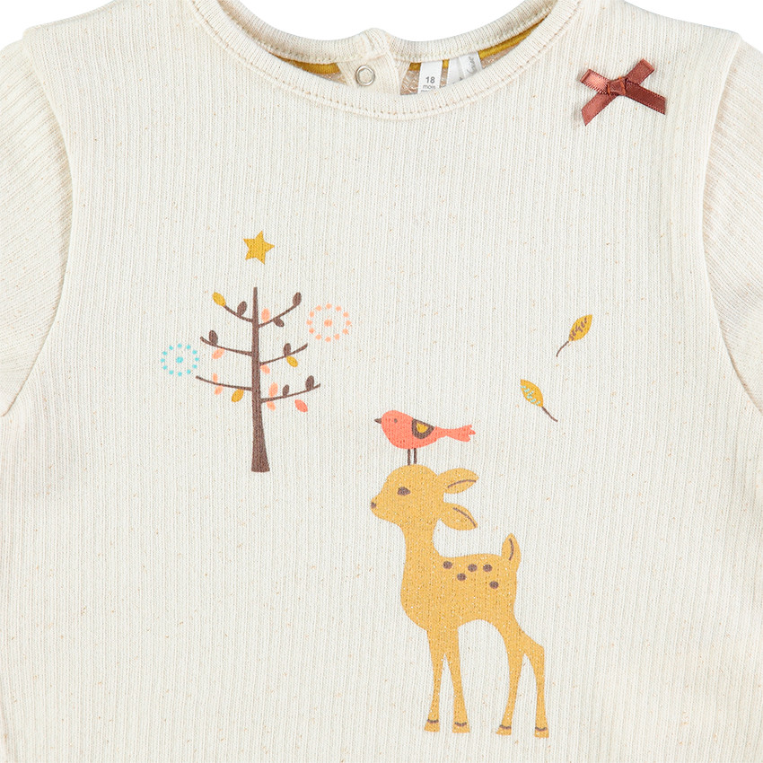 Sweat en molleton côtelé mélangé de fil brillant avec print faon 