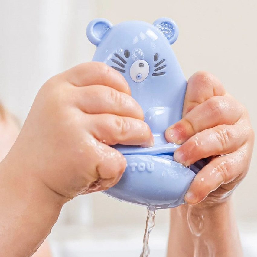 Set de 3 jouets de bain en silicone caramel/bleu/menthe 