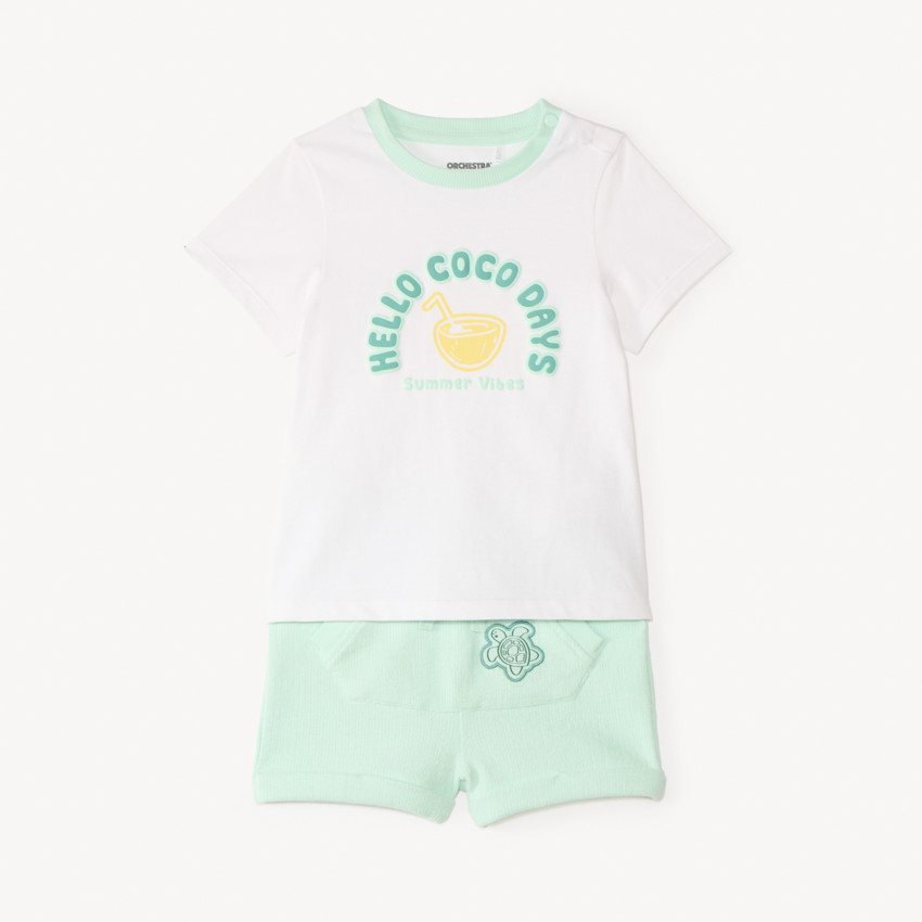 Ensemble court 2 pièces t-shirt + short fantaisie pour bébé garçon