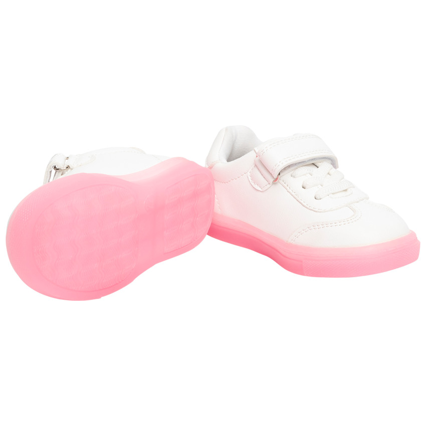 Baskets à lacets et scratchs avec étoiles pailletées pour bébé fille 