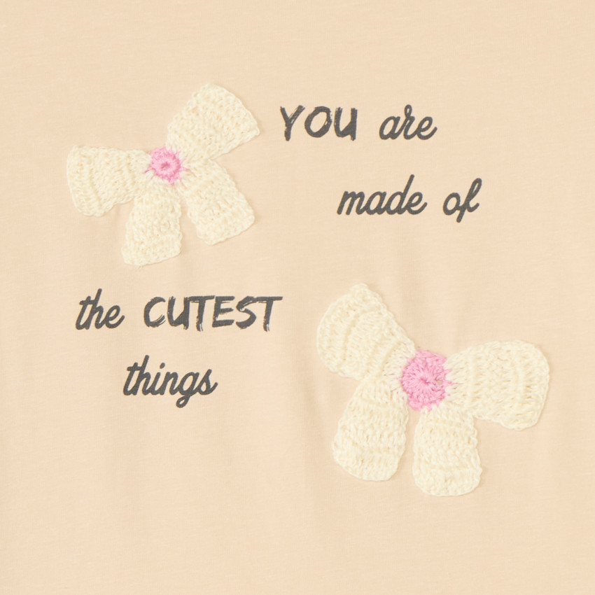 T-shirt manches longues avec print et motif crocheté fantaisie pour fille 