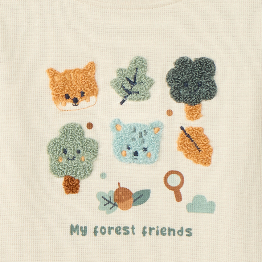 T-shirt manches longues à patchs bouclettes pour bébé garçon 