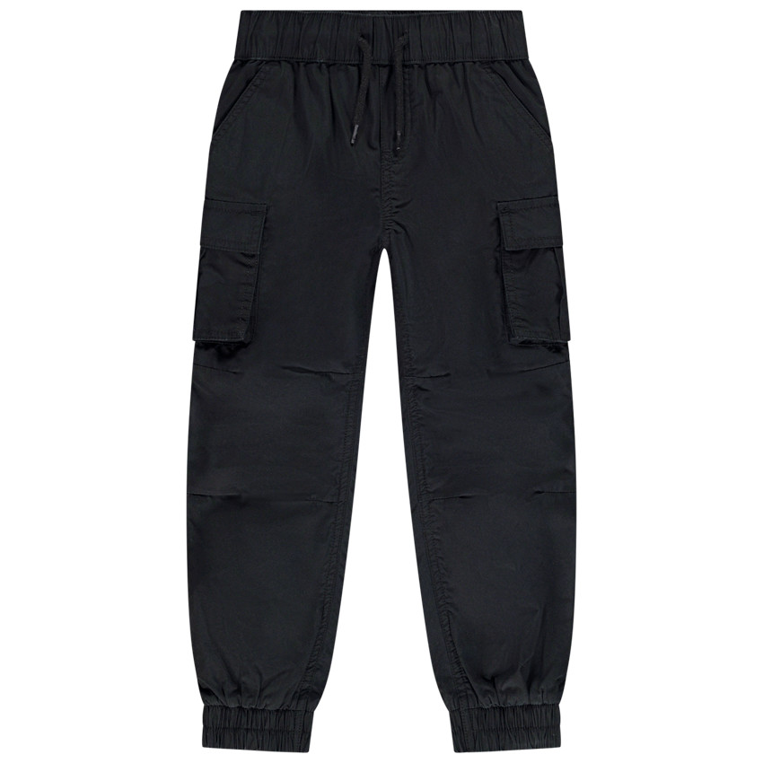 pantalon cargo style parachute à poches pour garçon - noir