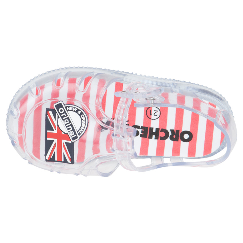 Sandales de plage transparentes avec patch drapeau londonien du 24 au 29 