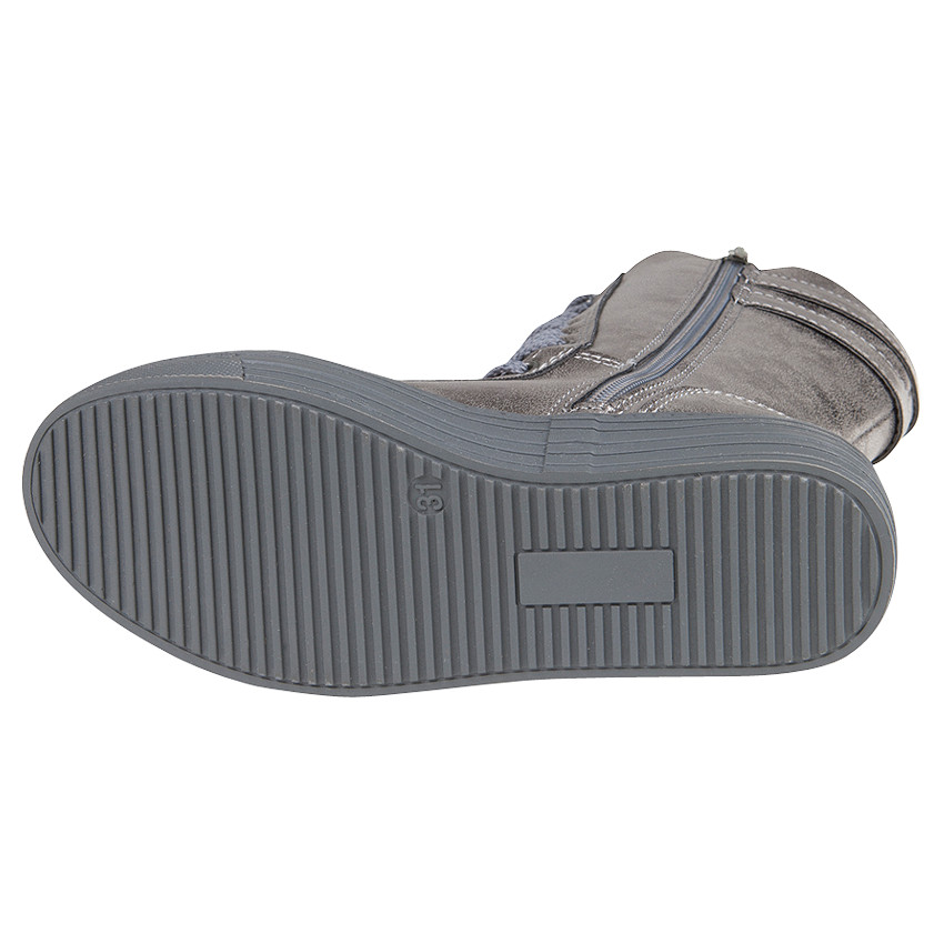 Bottes argentées à zip et lacets avec semelle compensée 