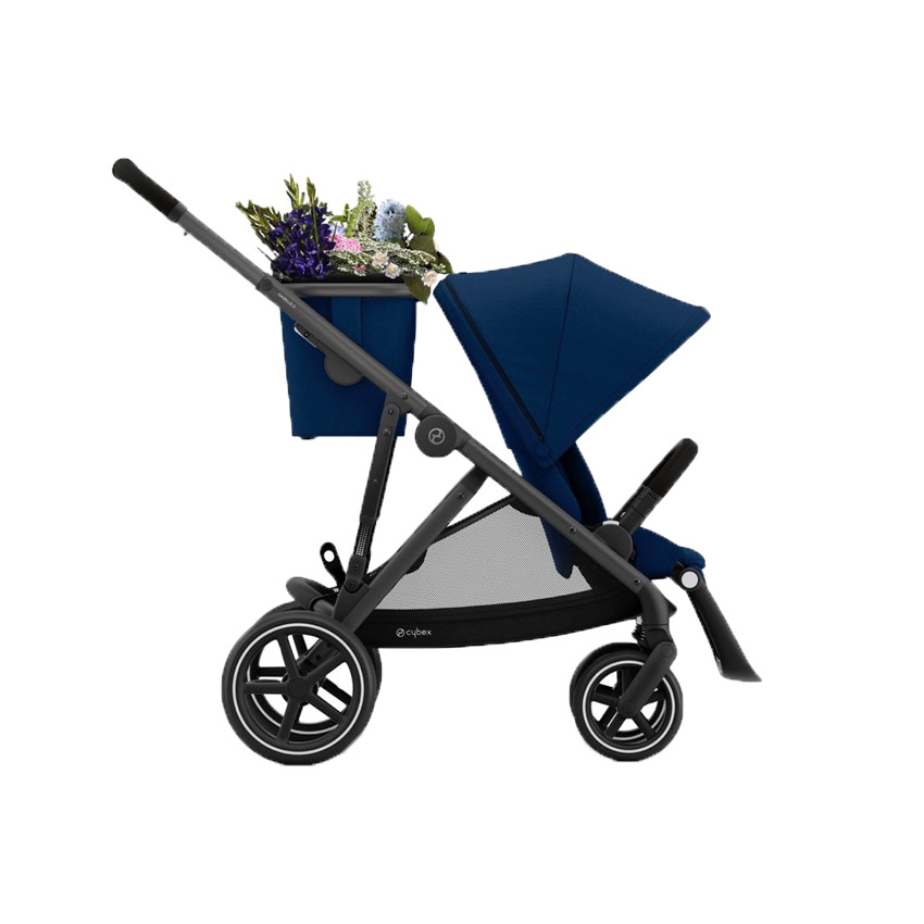 Poussette double Gazelle S - Châssis Noir / Siège Navy Blue 