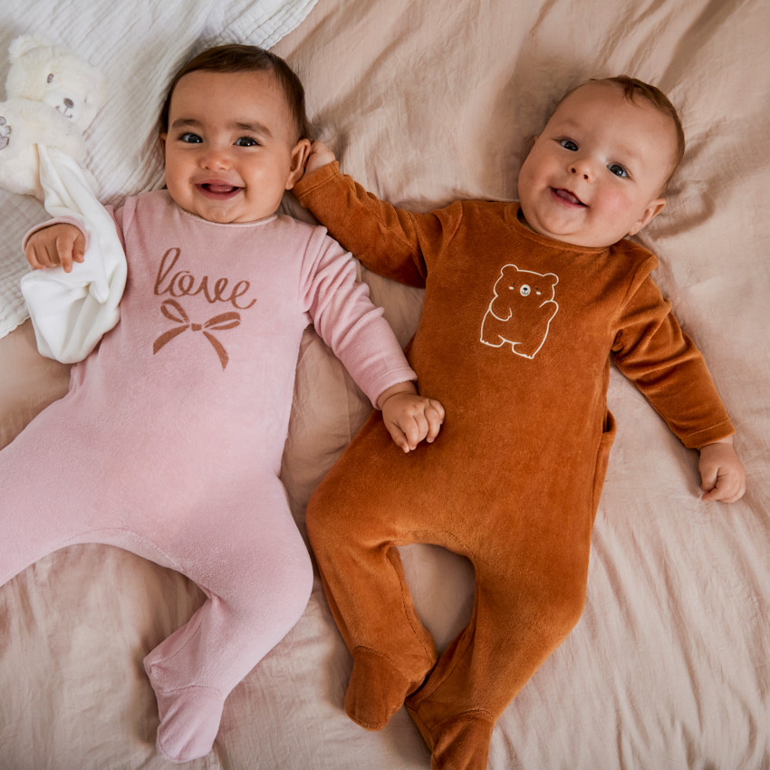 Dors-bien bébé garçon en velours print mignon 