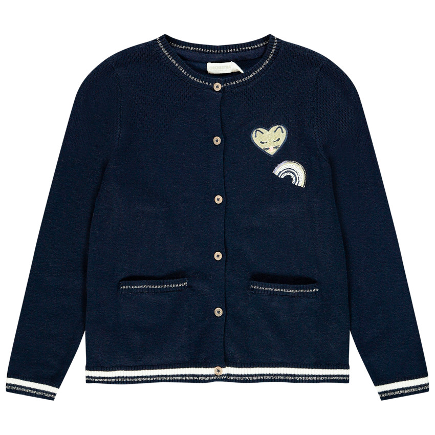 Gilet fille bleu marine shop