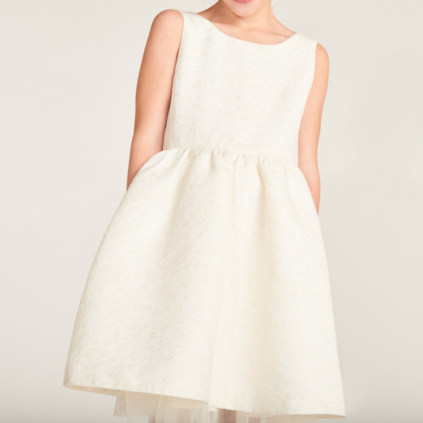 Robe en jacquard et tulle avec motifs floraux pour fille 
