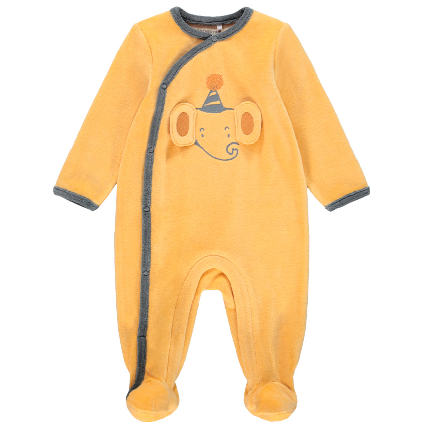 Dors-bien ludique en velours motif éléphant pour bébé garçon 