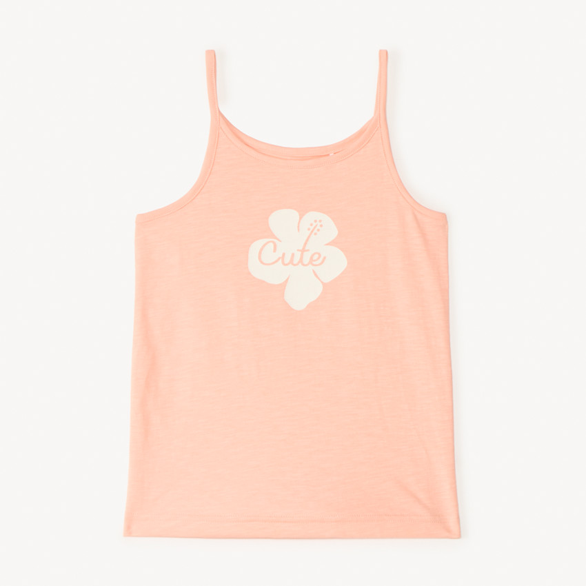 Débardeur en jersey uni print fleurs pour fille