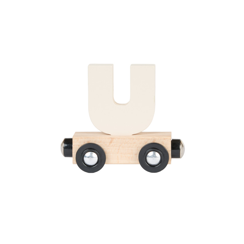 Lettre "U" wagon en bois - bleu 