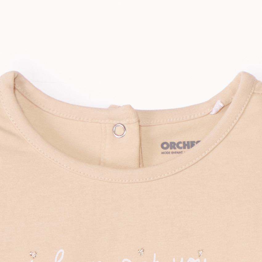 T-shirt manches longues uni à print fantaisie pour bébé fille  