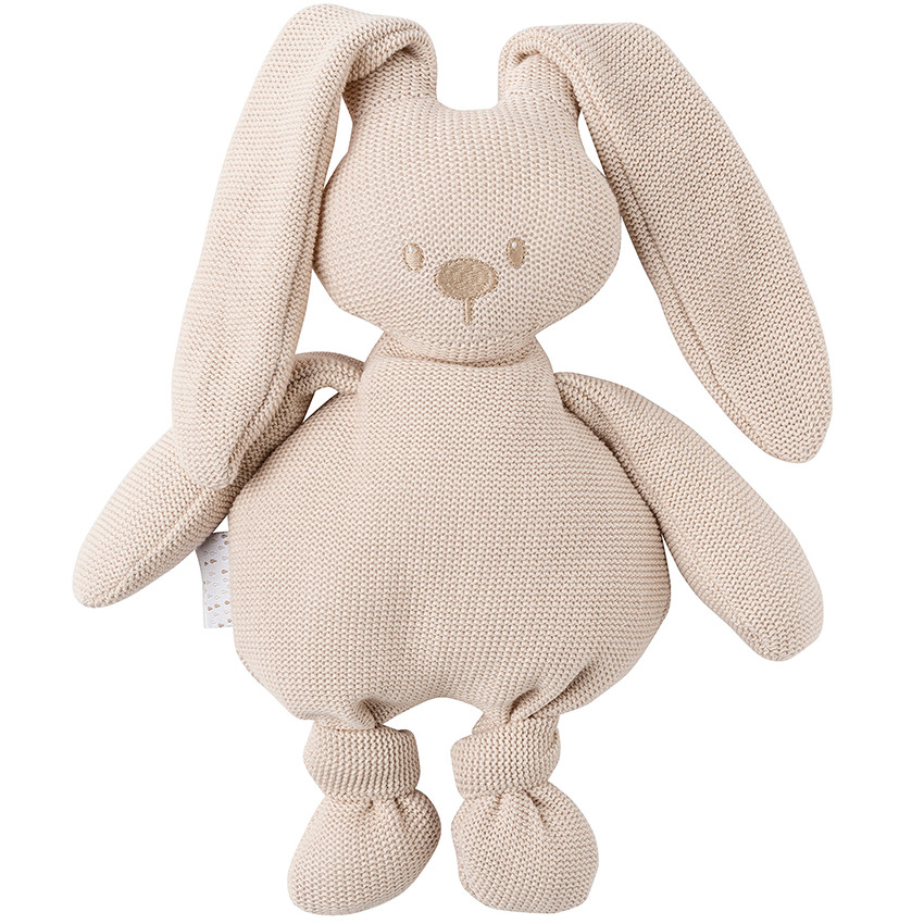 Peluche en tricot lapin 36 cm - Beige Main Peluche en tricot lapin 36 cm - Beige