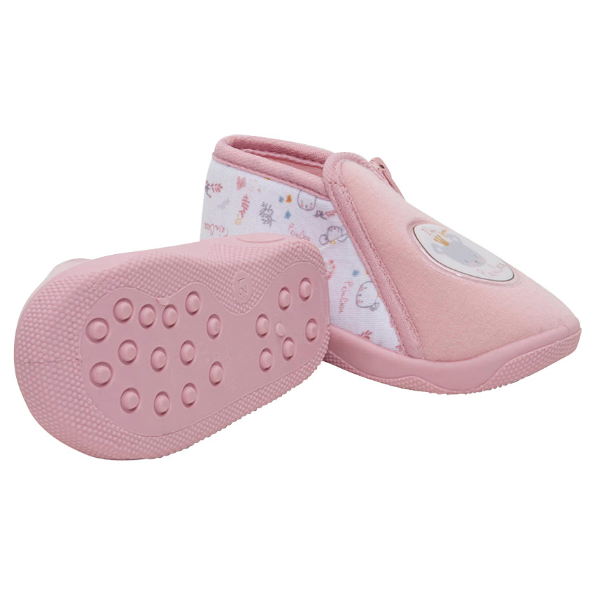 Chaussons bottillons avec patch ours pour bébé fille 