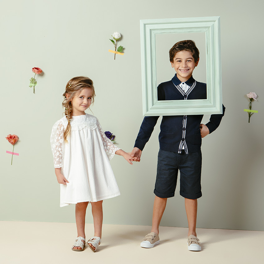 Polo manches courtes uni à détails en chambray 