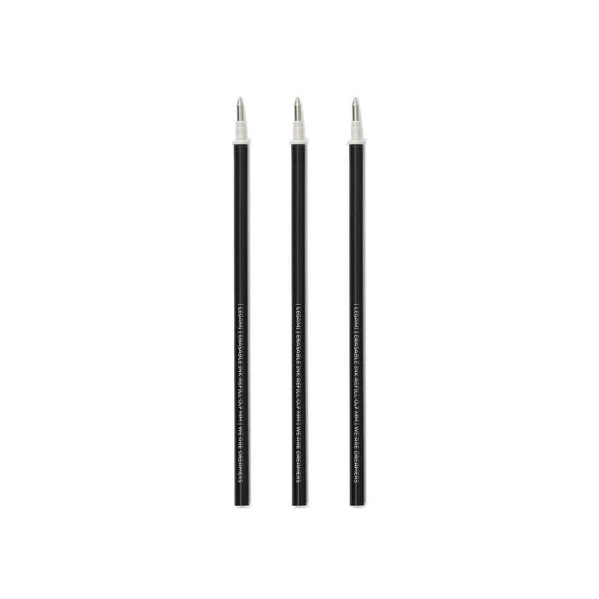 Set de 3 recharges noires pour stylo à encre gel effaçable  