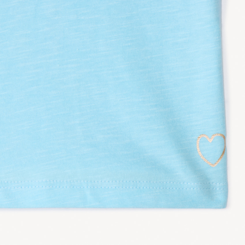 Lot de 3 t-shirts manches courtes print cœur pour fille 