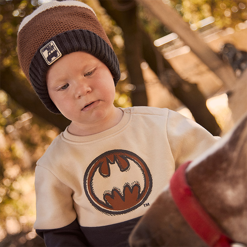 Ensemble bonnet + snood doublé en sherpa pour garçon  