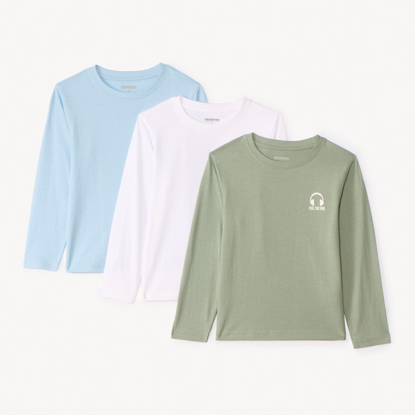 Lot de 3 t-shirts manches longues unis pour garçon 