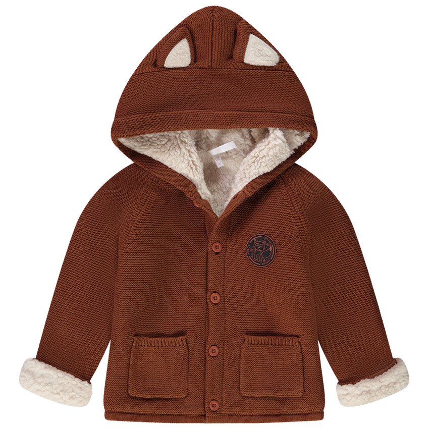 Gilet à capuche ludique en tricot uni pour bébé garçon