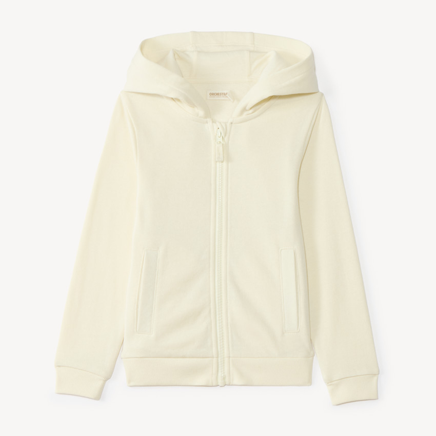 Gilet molleton uni à capuche pour fille