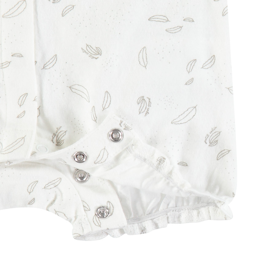 Combinaison courte en coton imprimée plumes 