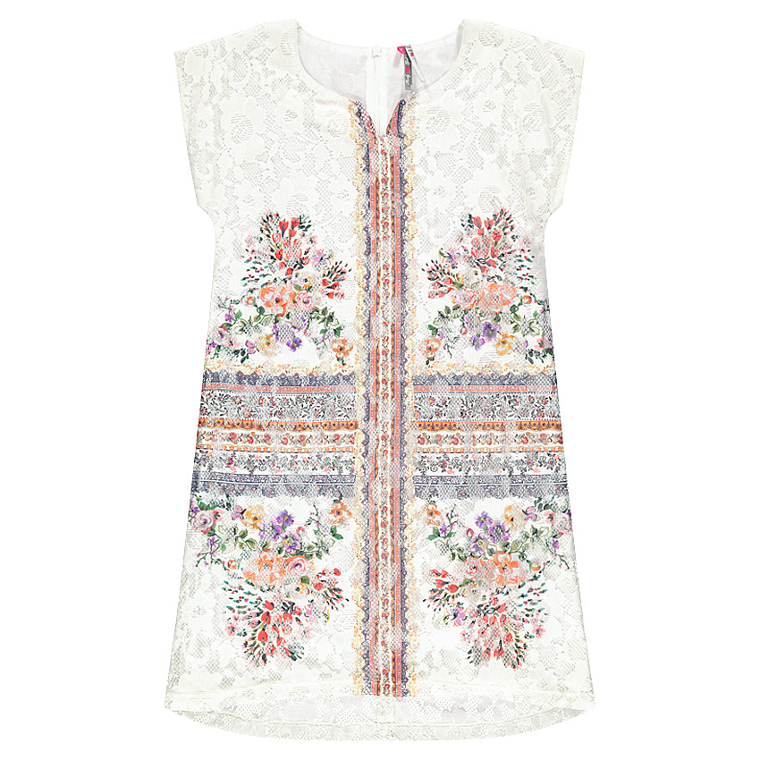 Junior - Robe en voile et dentelle fleurie 