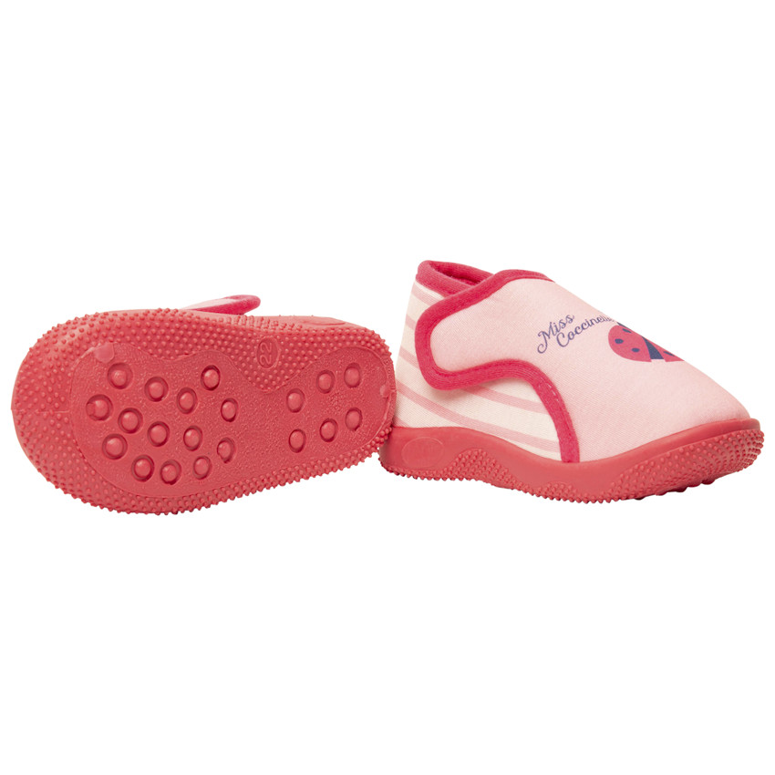 Chaussons forme bottillons print coccinelle à scratch pour bébé fille 