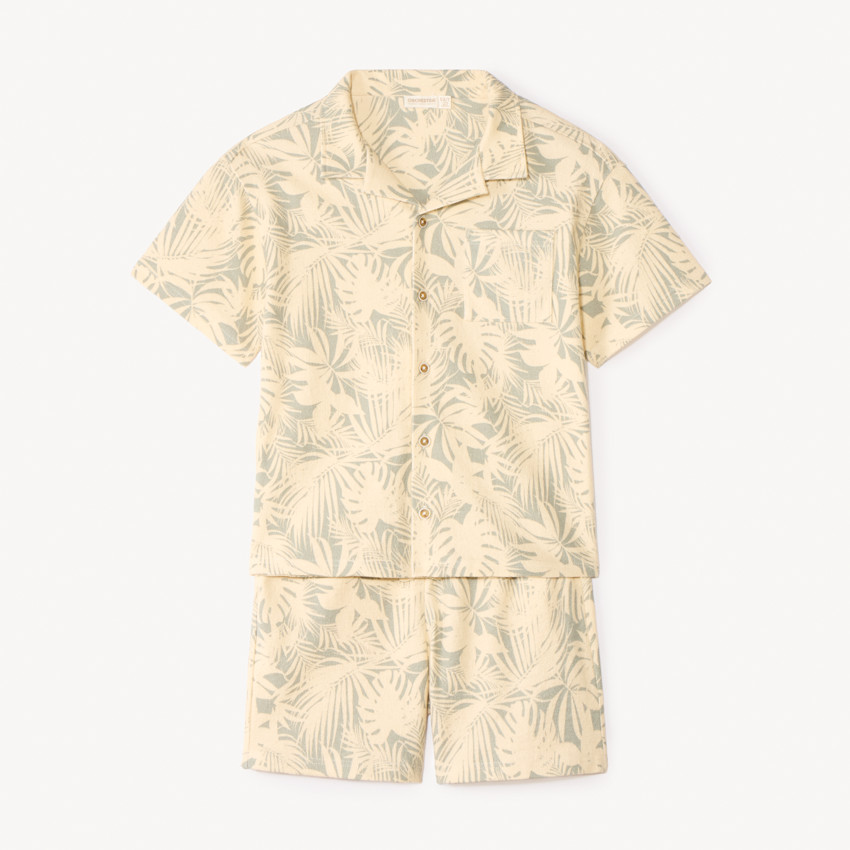 Ensemble 2 pièces chemise + bermuda style hawaïen pour garçon 