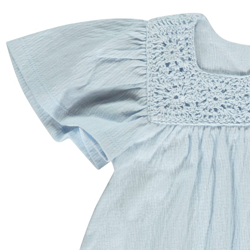 Tunique manches courtes en crochet fantaisie pour bébé fille 