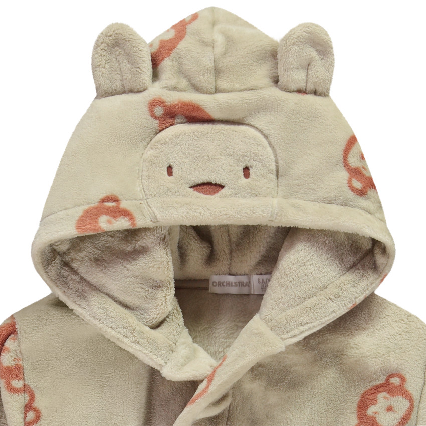 Robe de chambre en sherpa imprime singes pour garcon