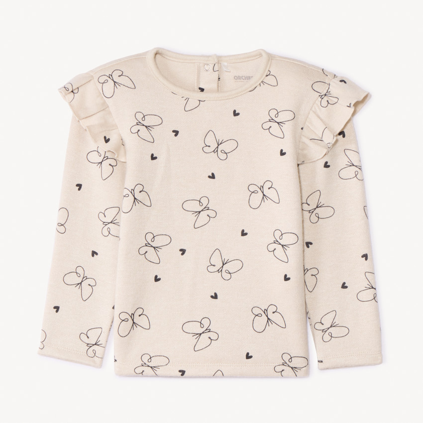 T-shirt manches longues imprimé à volants pour bébé fille 