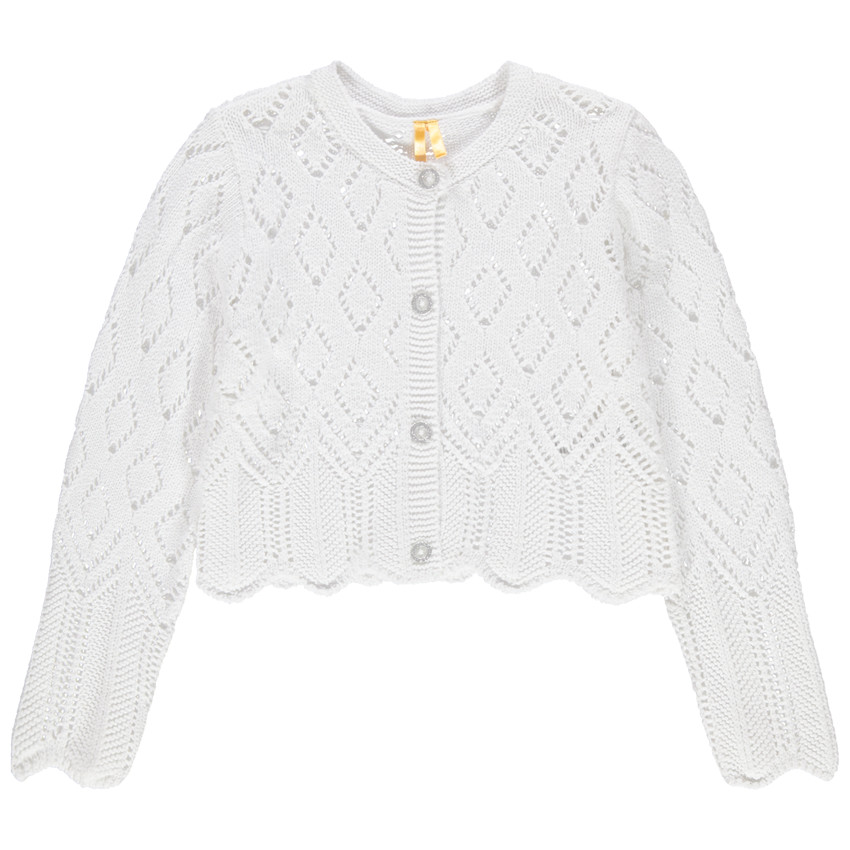 Gilet en maille ajourée et boutons pailletés