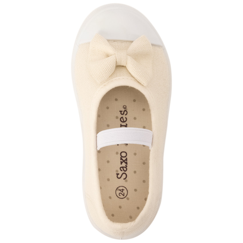 Babies en toile avec nœud et lanière pour bébé fille 