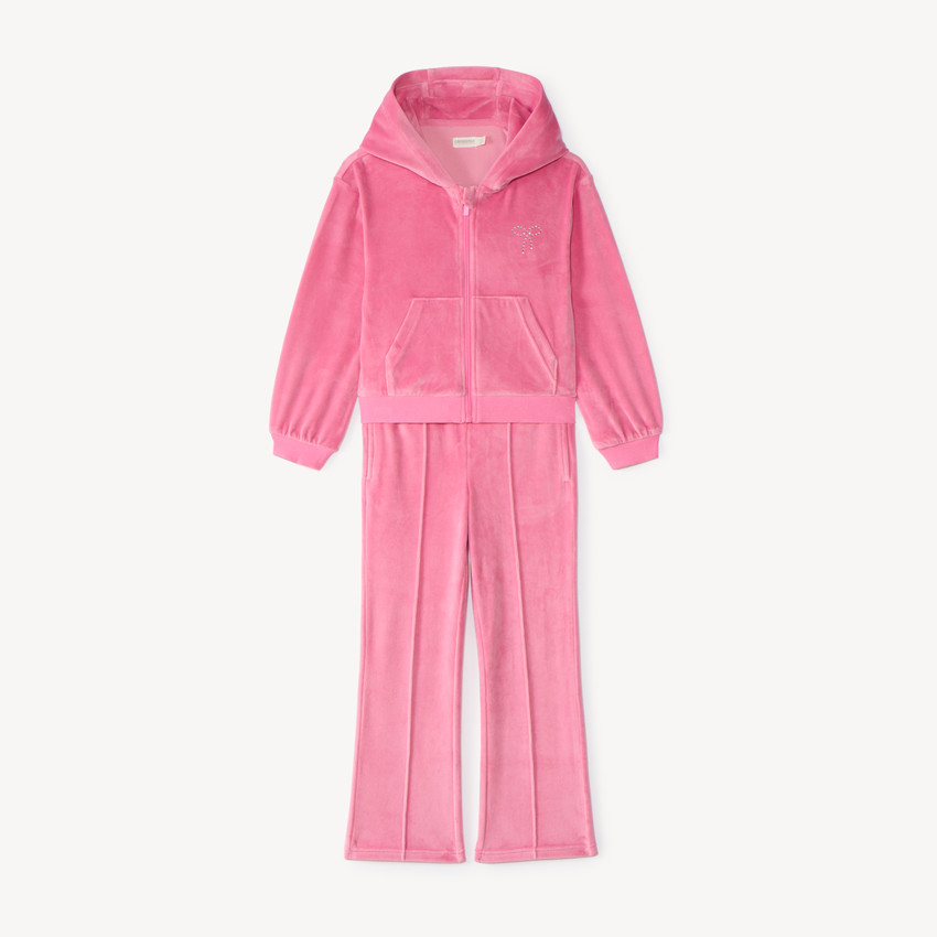 Ensemble en velours gilet à capuche + jogging fille 
