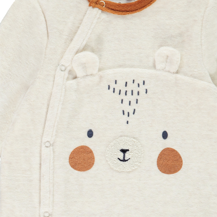 Dors-bien en velours chiné avec visuel ourson pour bébé garçon 