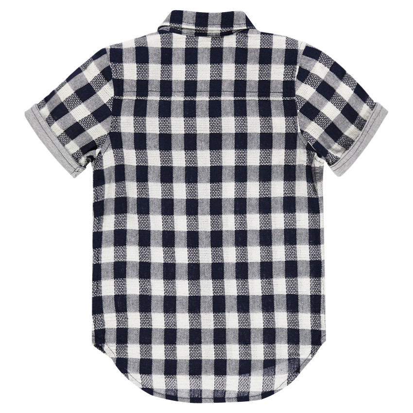 Chemise manches courtes à carreaux avec poche 
