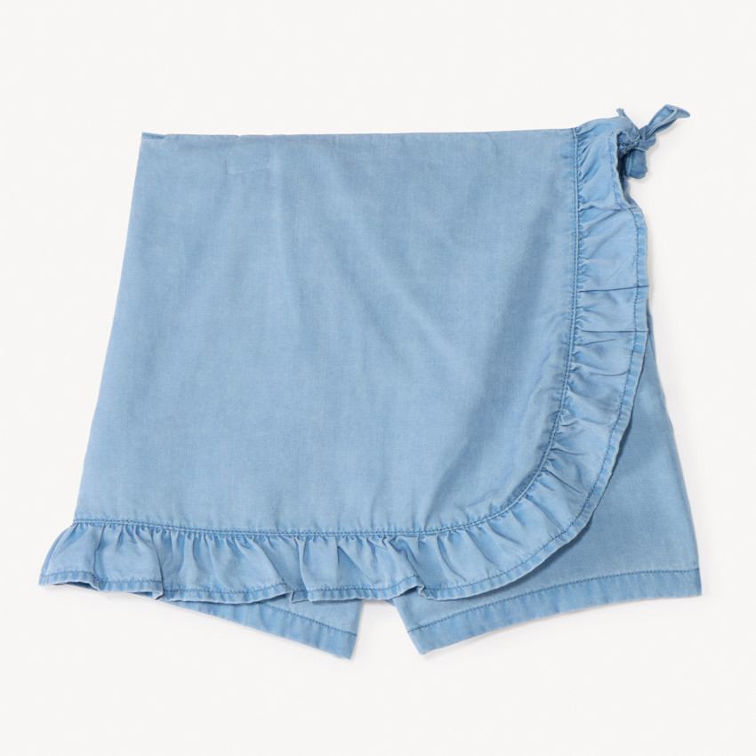 Jupe short uni en Tencel avec volants pour fille  