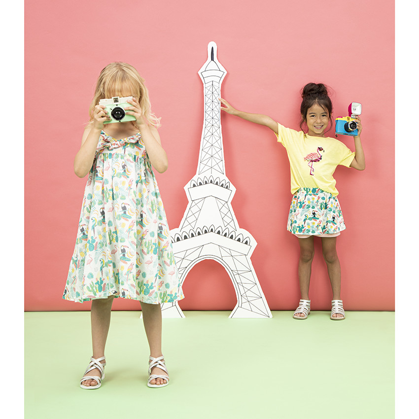 T-shirt manches courtes motif flamant rose en sequins magiques 