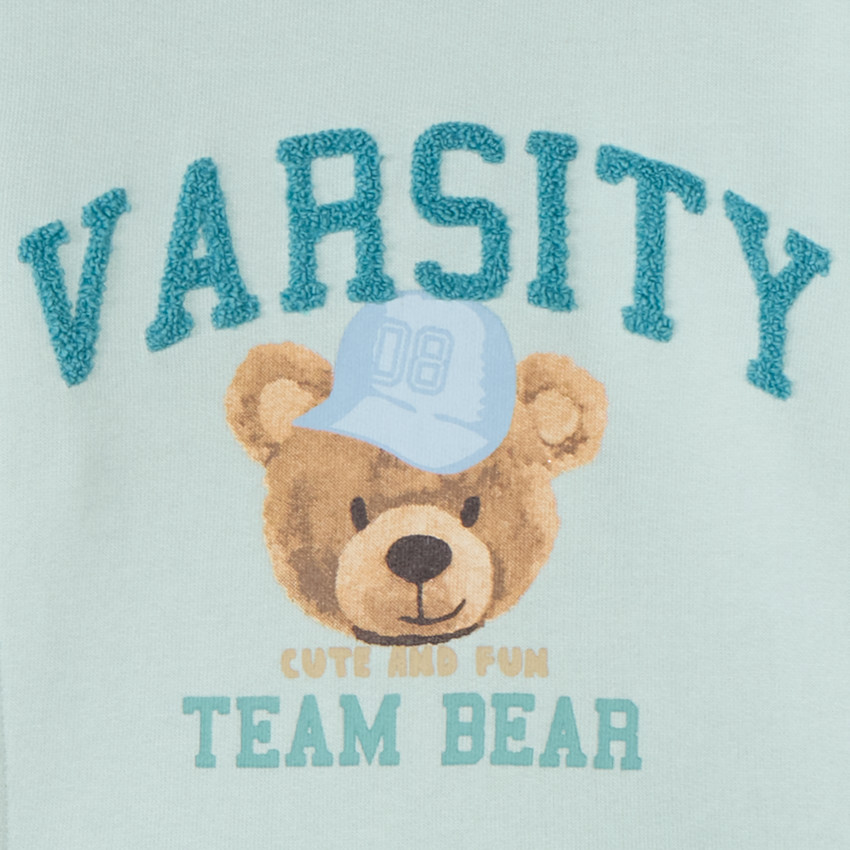 Sweat molleton printé et avec patch bouclette pour bébé garçon 