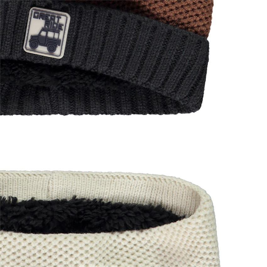 Ensemble bonnet + snood doublé en sherpa pour garçon  