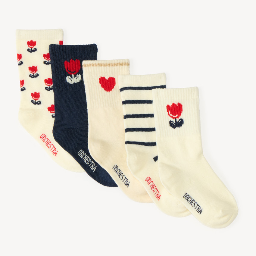 Lot 5 chaussettes bébé fille motifs tulipes 