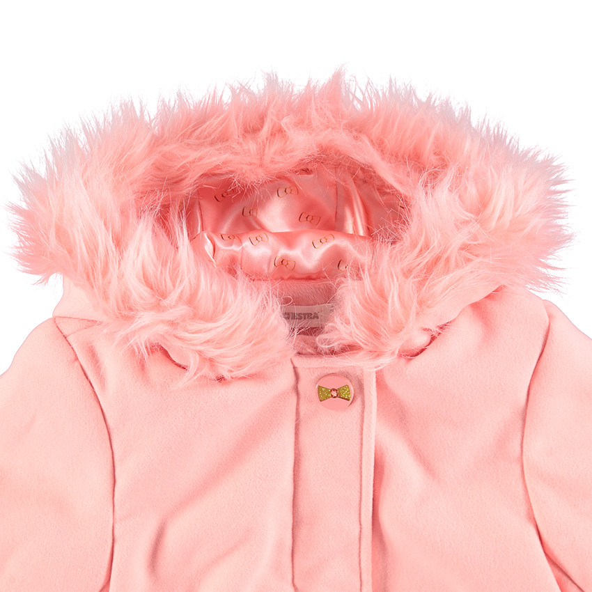 Manteau à capuche en drap de laine doublé sherpa  