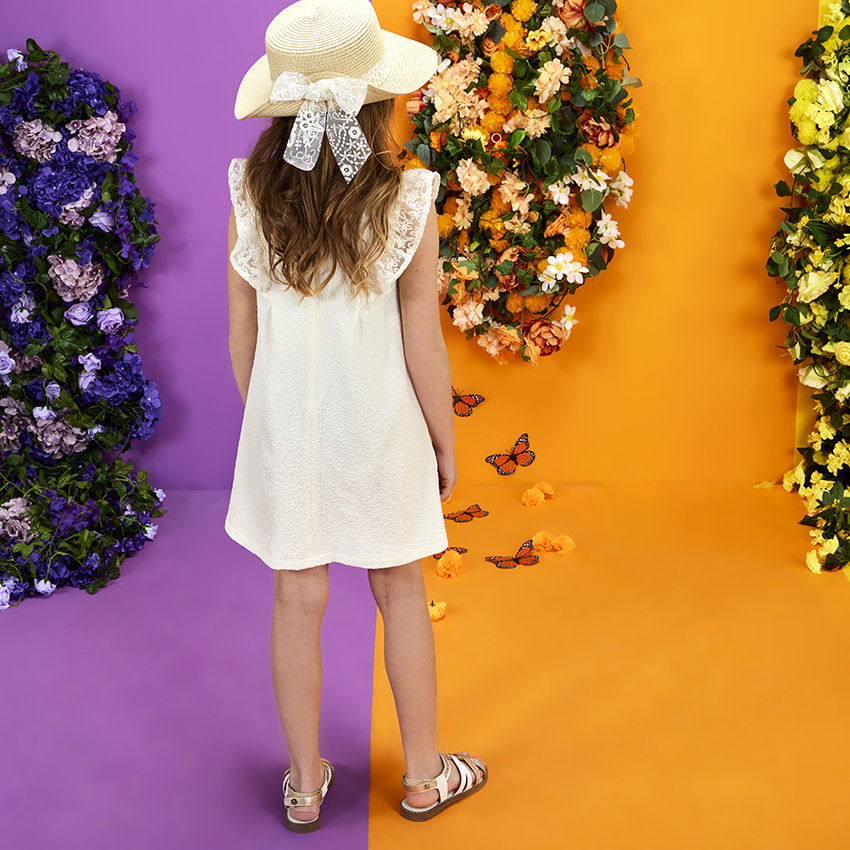 Robe de cérémonie en jacquard avec manches brodées pour fille 