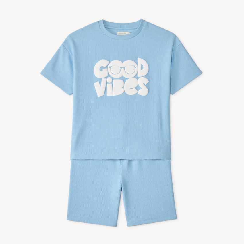 Ensemble 2 pièces t-shirt + short print relief pour garçon
