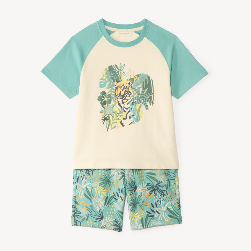 Ensemble court t-shirt + bermuda imprimé jungle pour garçon  