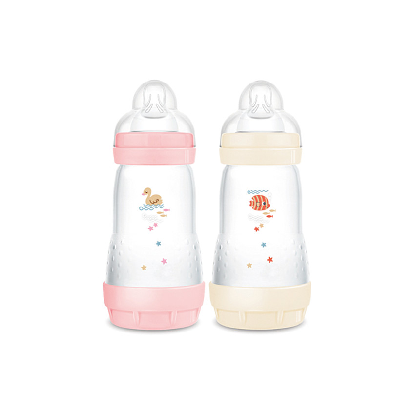 Lot de 2 biberon Easy Start anti-colique 260 ml rose bonbon/coton 