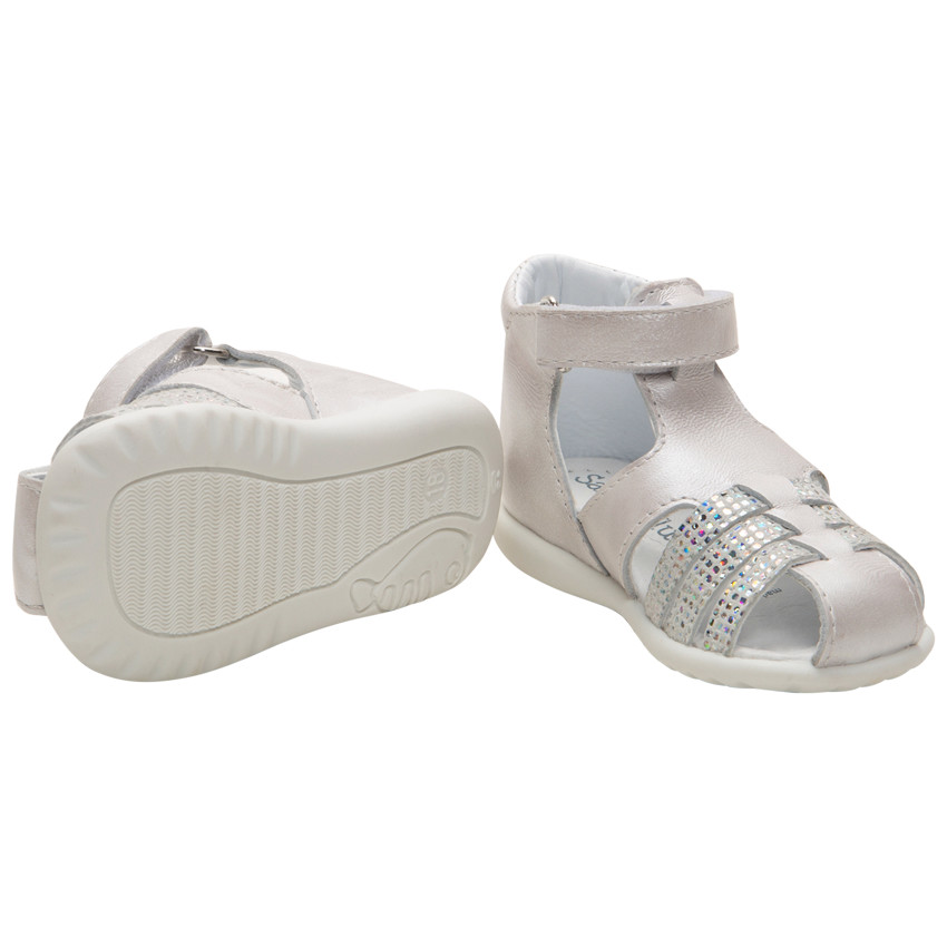 Sandales en cuir irisées pour bébé fille 
